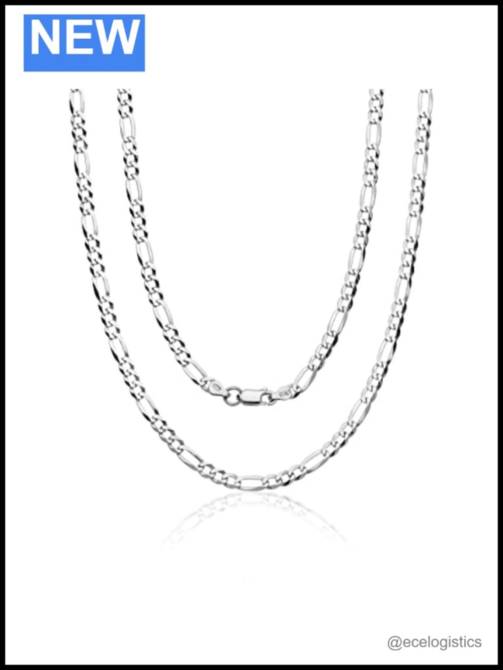 Italian 925 Sterling Silver 5mm Diamond-Cut Figaro Link Chain Necklace